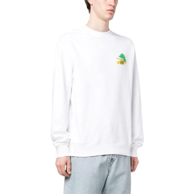 Brush Arrow Slim Crew Neck Sweatshirt “White”