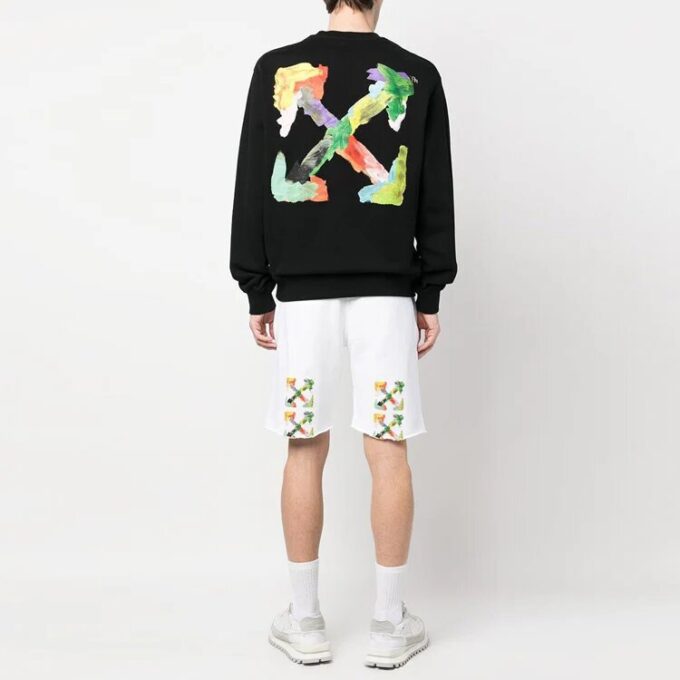Brush Arrows Raw-Cut Shorts “White”