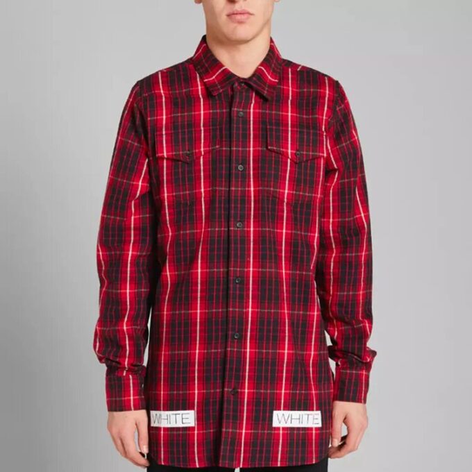 C O Virgil Abloh Back Diagonal Stripes Shirt “Black Red”