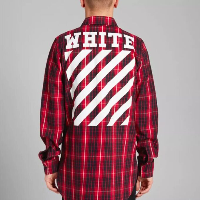 C O Virgil Abloh Back Diagonal Stripes Shirt “Black Red”