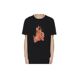 c/o VIRGIL ABLOH Flame Printing Irregular Short Sleeve T-Shirt