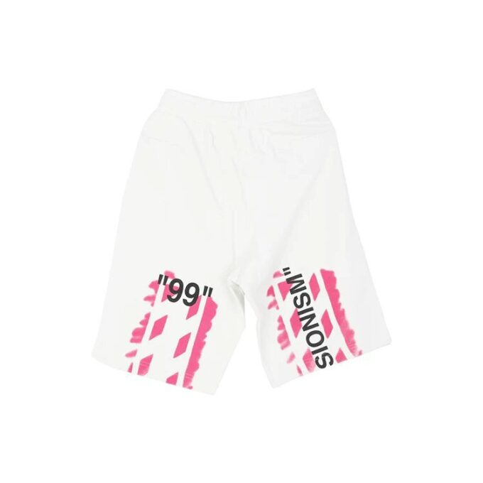 c/o virgil abloh For Men’ s White Diag Stencil Sweatshorts White/Pink