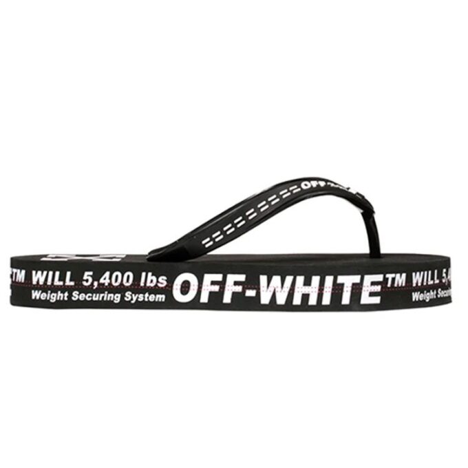 c/o virgil abloh men’ s black and white industrial flip flops