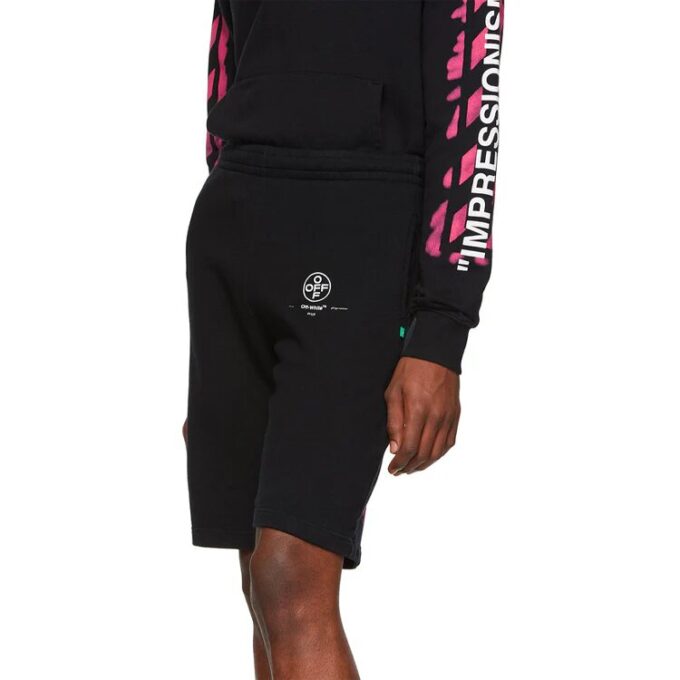 C/O Virgil Abloh Men’ s Black Diag Stencil Sweatshorts