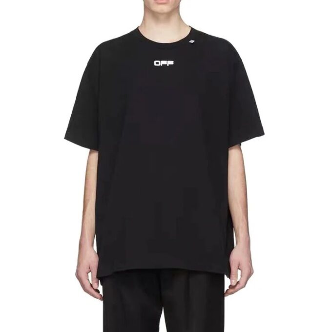 C/O Virgil Abloh Men’ s Black Wavy Line Logo Slim Tee Black