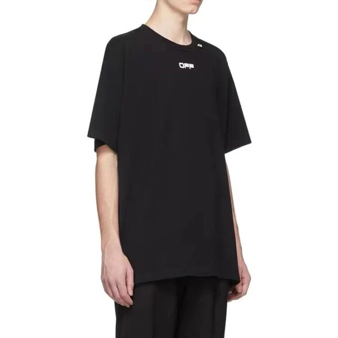 C/O Virgil Abloh Men’ s Black Wavy Line Logo Slim Tee Black
