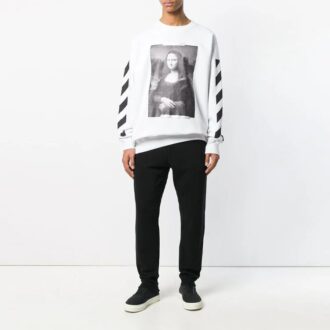 C/O Virgil Abloh Men’ s White Diag Monalisa Crewneck Sweater White