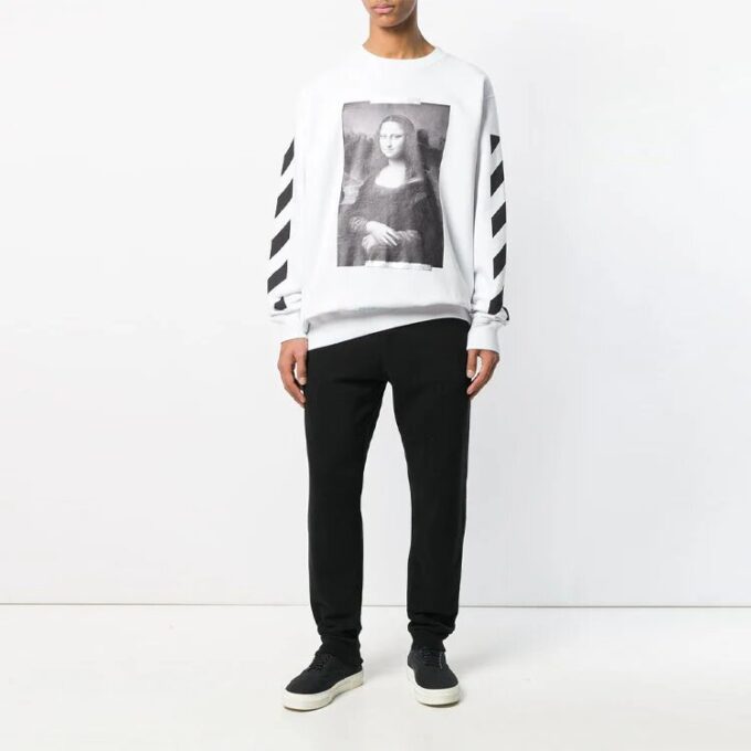C/O Virgil Abloh Men’ s White Diag Monalisa Crewneck Sweater White