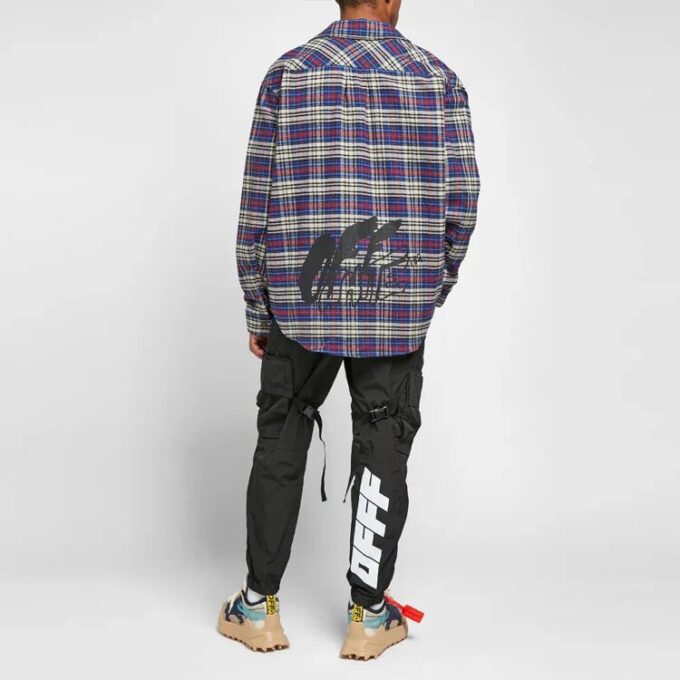 C/O VIRGIL ABLOH OW FLANNEL CHECK SHIRT BLUE