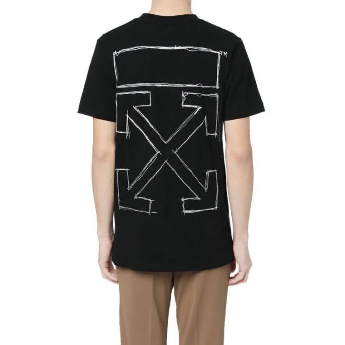 C/O VIRGIL ABLOH Small Character Pattern Printing Short Sleeve Ordinary Version Black