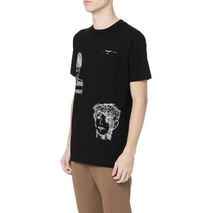 C/O VIRGIL ABLOH Small Character Pattern Printing Short Sleeve Ordinary Version Black