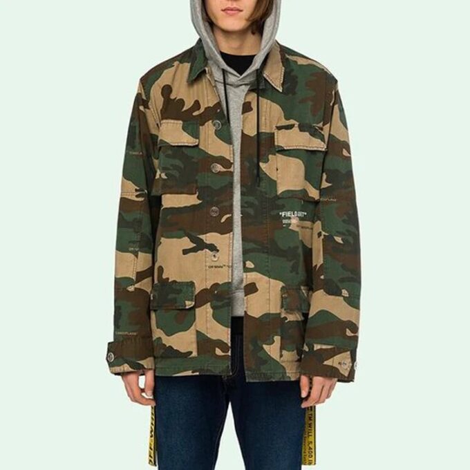 Camouflage Multiple Pockets Yellow Cargo Jacket Camouflage