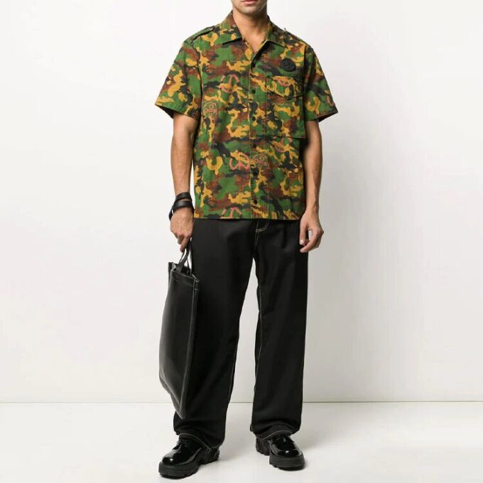 Camouflage Printing Short Sleeve Shirt Version Green