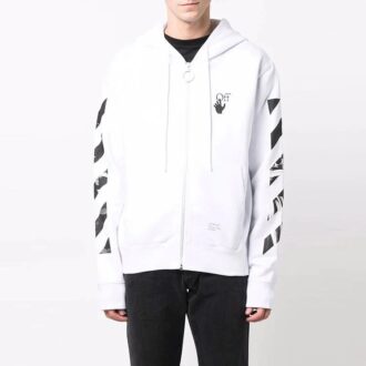 Carav Arrow Slim Zip Hoodie “White/Black”