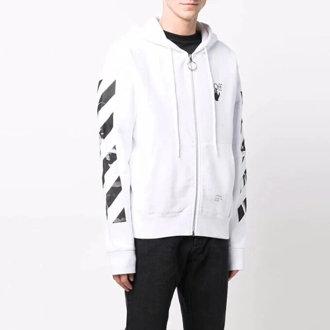 Carav Arrow Slim Zip Hoodie “White/Black”