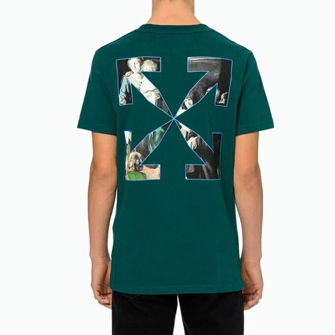 Caravaggio Painting Pattern Short Sleeve Loose Fit Green
