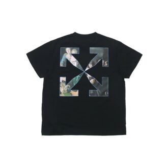 Caravaggio Painting Pattern Solid Color Short Sleeve Loose Fit Black