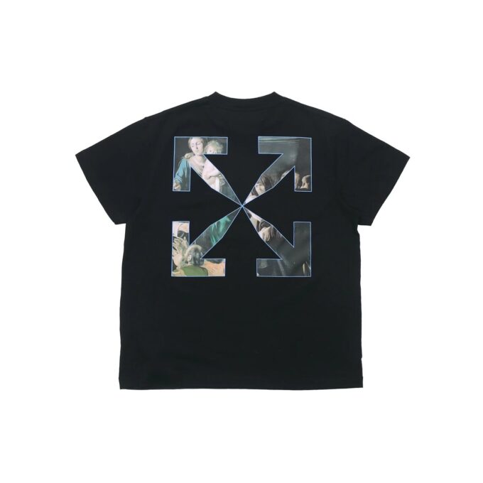 Caravaggio Painting Pattern Solid Color Short Sleeve Loose Fit Black