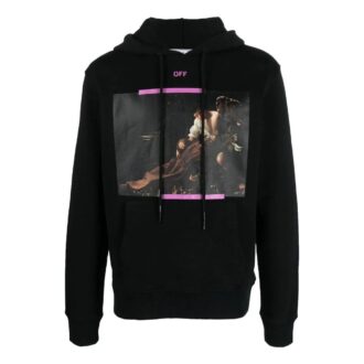 Caravaggio Print Cotton Hoodie “Black Cyclamen”