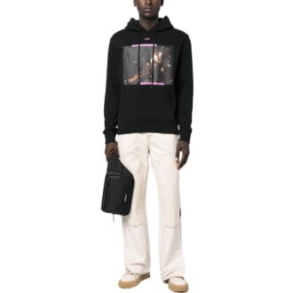 Caravaggio Print Cotton Hoodie “Black Cyclamen”