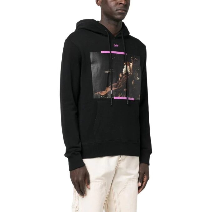Caravaggio Print Cotton Hoodie “Black Cyclamen”