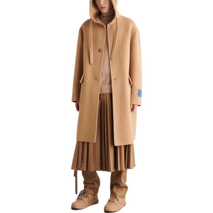 Cashmere Hooded Midi Coat “Khaki”