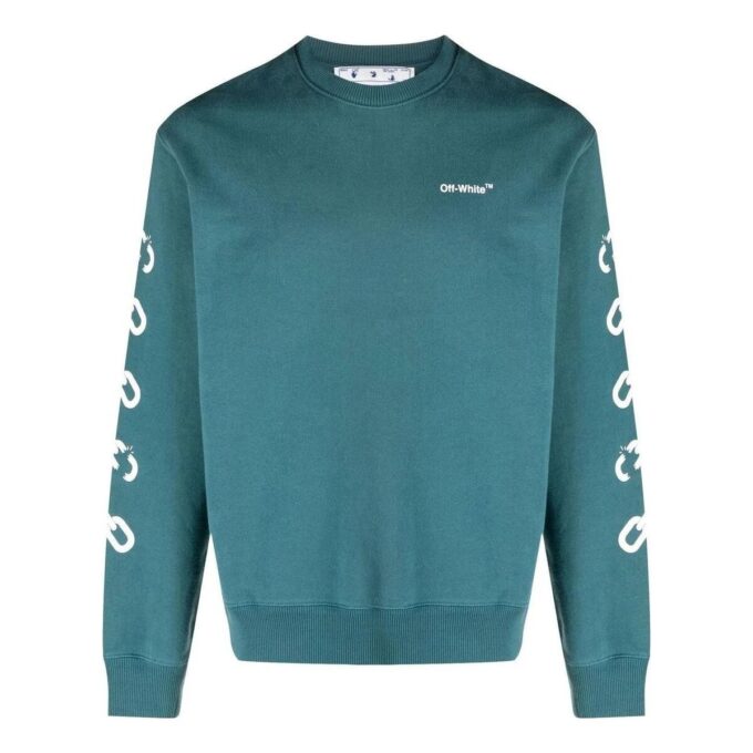 Chain Arrows Printing Round Neck Blue