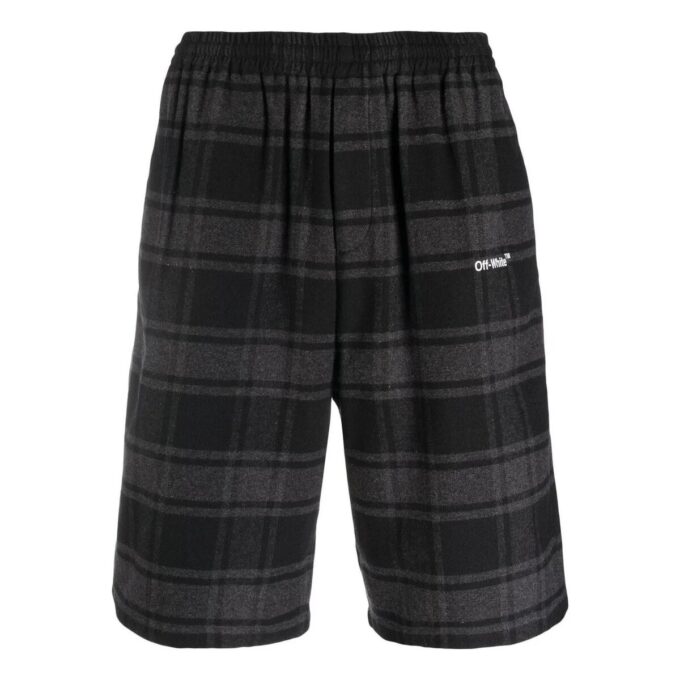 Check-Print Shorts “Black Grey”