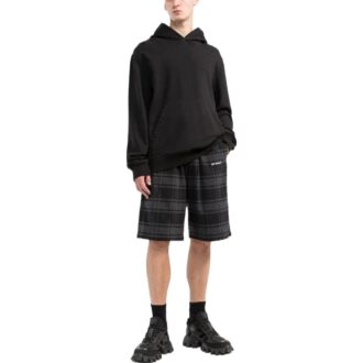 Check-Print Shorts “Black Grey”
