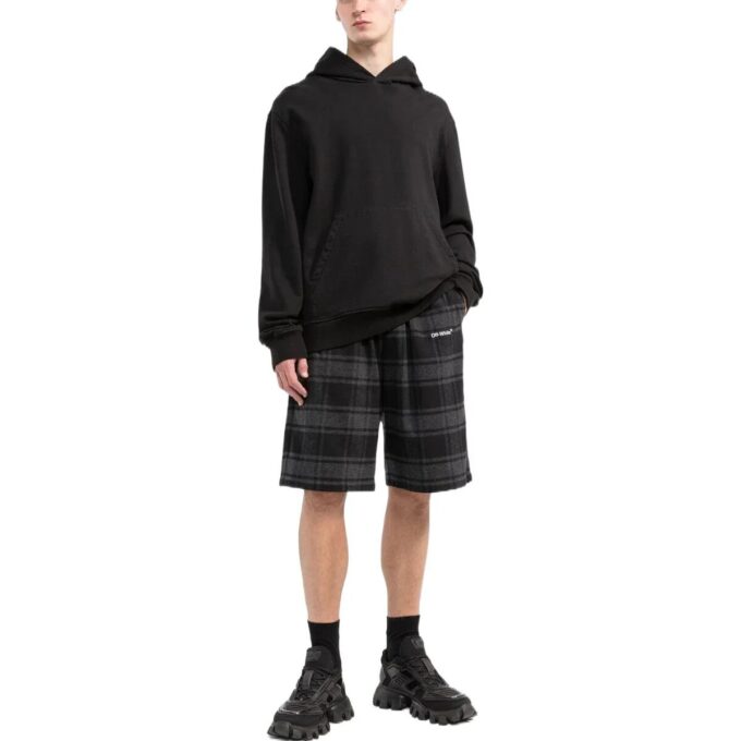 Check-Print Shorts “Black Grey”