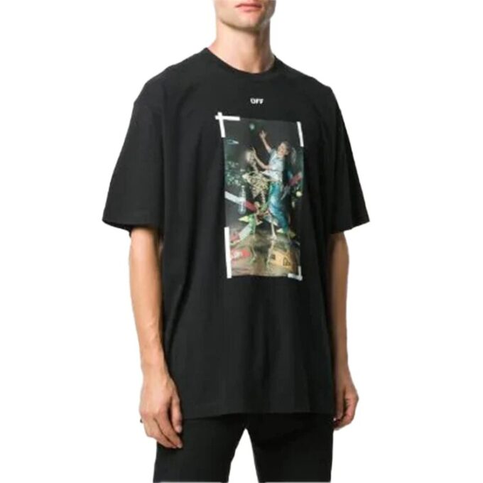 Chest Painting Printing Short Sleeve Black