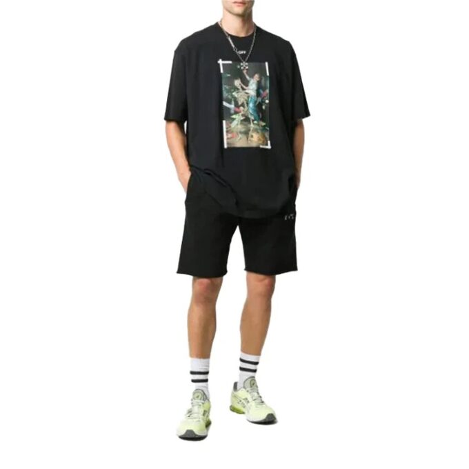 Chest Painting Printing Short Sleeve Black