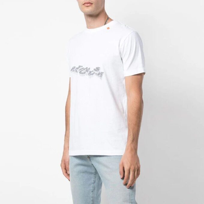 Chest Pattern Printing Short Sleeve Ordinary Version White