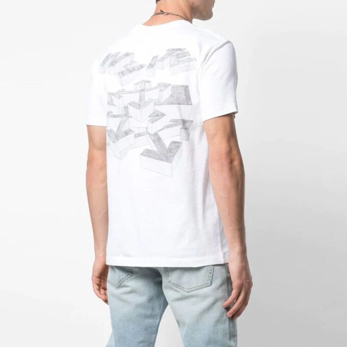 Chest Pattern Printing Short Sleeve Ordinary Version White