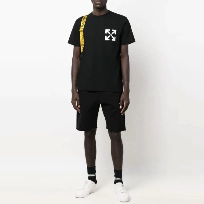 Chest Printing Short Sleeve Black