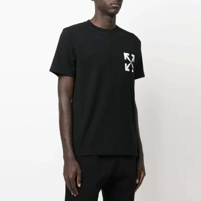 Chest Printing Short Sleeve Black