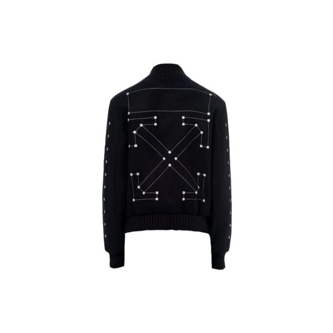 Chevron Varsity Baseball Jacket Men Black