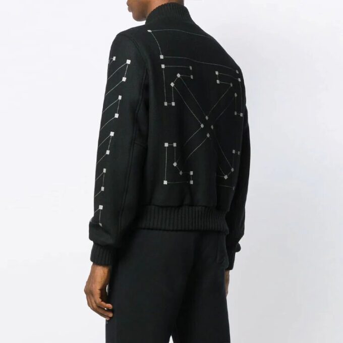 Chevron Varsity Baseball Jacket Men Black
