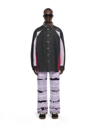 Color Block Denim Crystal Overshirt