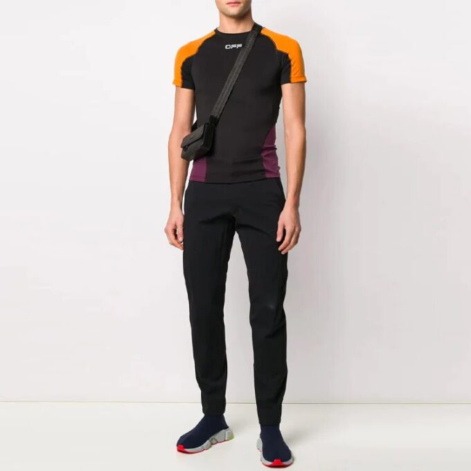 Colorblock Sports Short Sleeve Slim Fit Version Black
