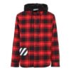 Contrasting Colors Plaid hooded Shirt Red