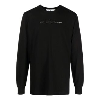 Cotton Arrow Logo Printing Round Neck Long Sleeves Black