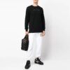 Cotton Arrow Logo Printing Round Neck Long Sleeves Black