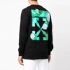 Cotton Arrow Logo Printing Round Neck Long Sleeves Black