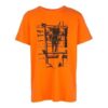 Cotton Arrow Pattern Printing Round Neck Short Sleeve Orange