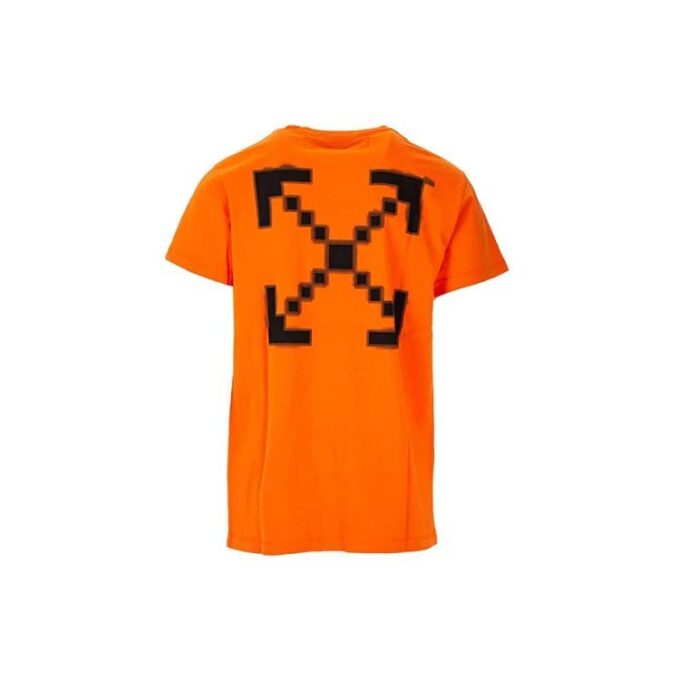 Cotton Arrow Pattern Printing Round Neck Short Sleeve Orange