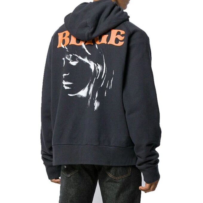 Cotton Printing Hooded Jacket Men Black