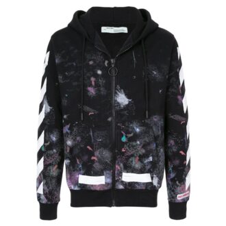 Diag Galaxy Brush Zip Hoody “Black White Multicolor”