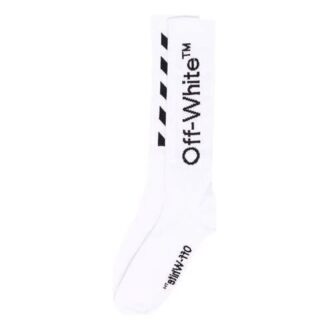 Diag Mid Length Socks “White Black”