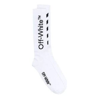 Diag Mid Length Socks “White Black”